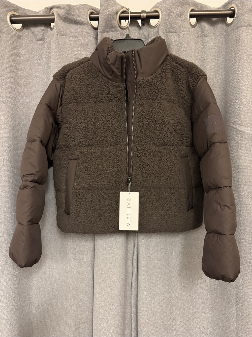 Women’s Athleta Chocolate Sherpa and Puffer Jacket